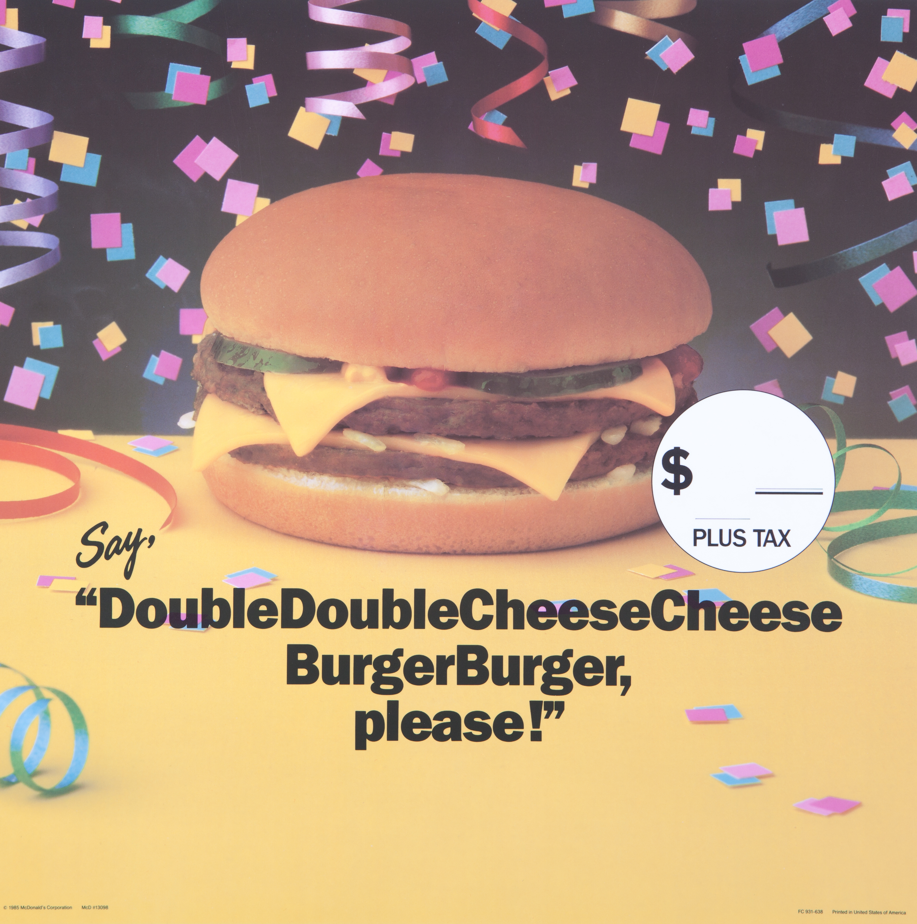 Nostalgic DoubleDouble CheeseCheese BurgerBurger McDonald’s ad for the double cheeseburger