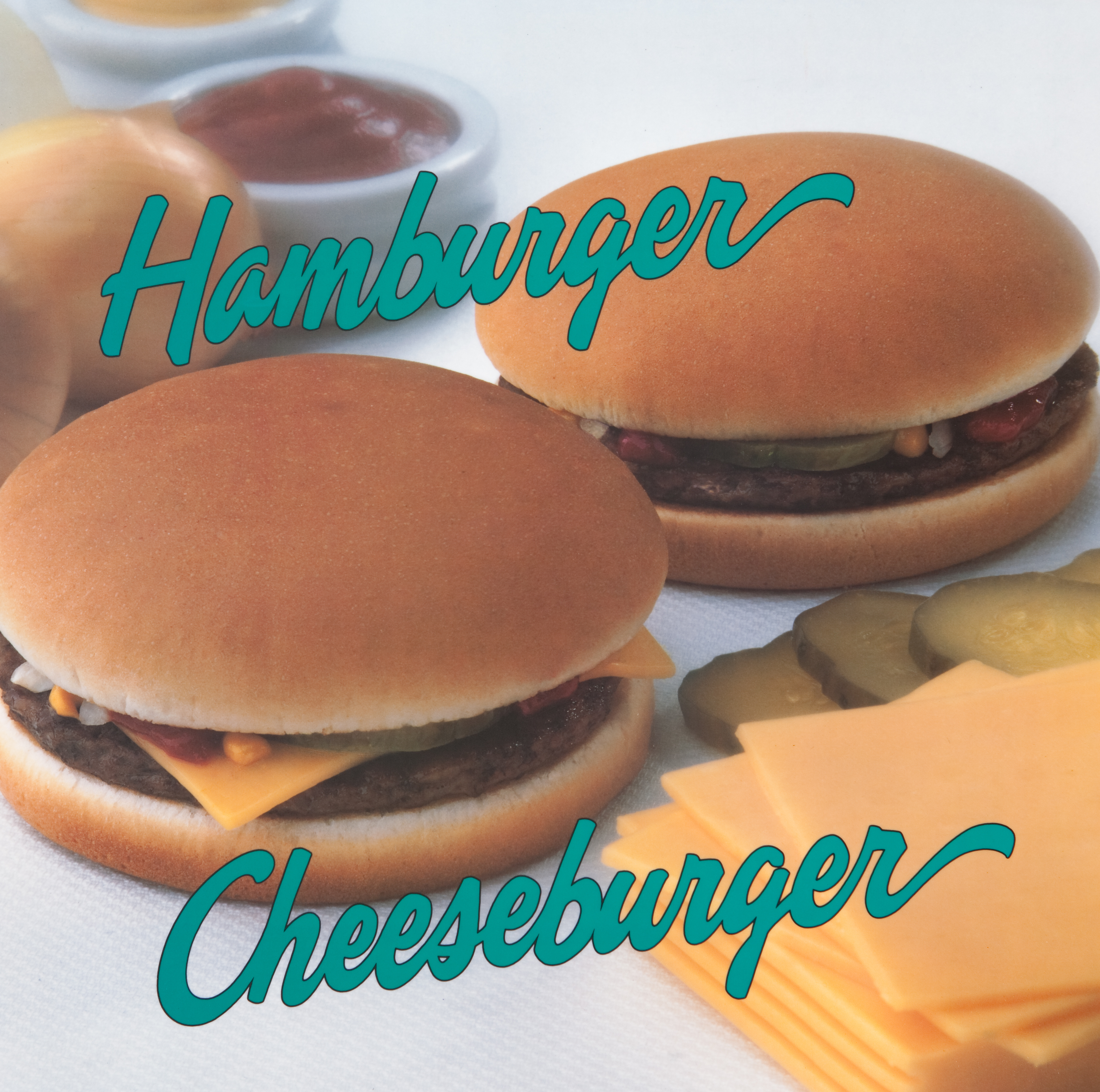 90s nostalgia ad for McDonald’s cheeseburger and hamburger