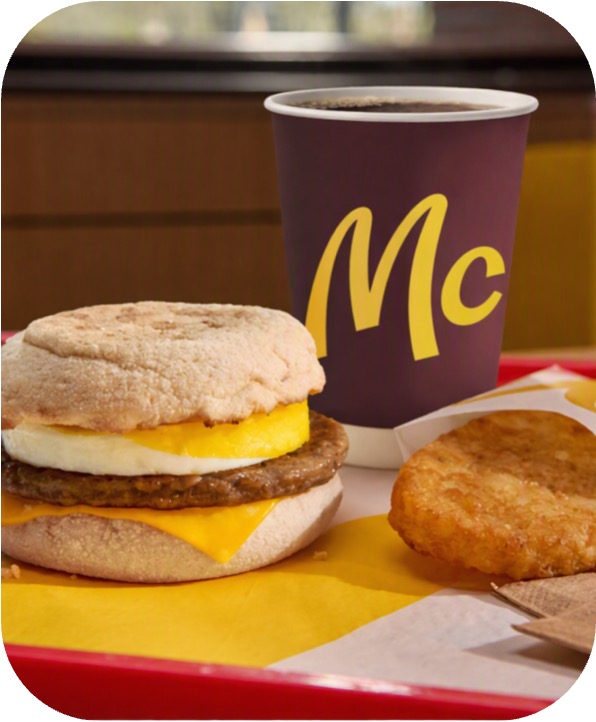 Sausage Egg McMuffin, Hashbrown and a Coffee