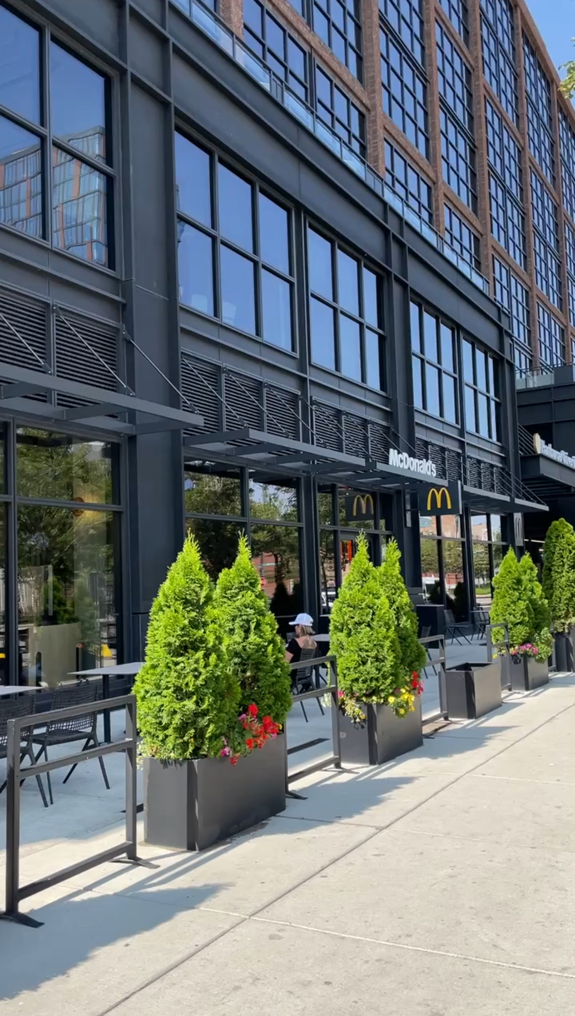 Outside seating of McDonald’s Global Headquarters Restaurant, located in Chicago, Illinois  Outside seating of McDonald’s Global Headquarters Restaurant, located in Chicago, Illinois