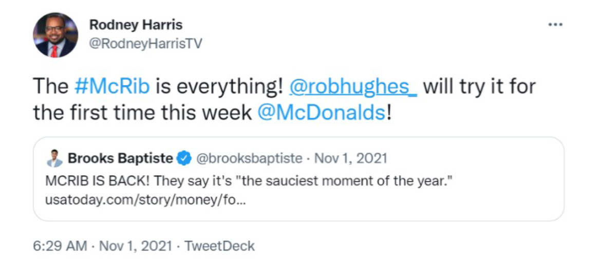 tweet that says the mcrib is everything 