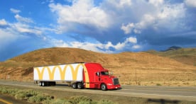 McDonald's semi truck driving on highway